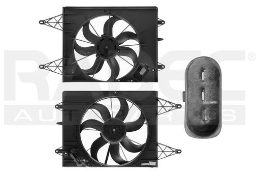 [218-3110-01] MOTOVENTILADOR VW GOL 08-17 L4 1.6L P/RAD C/RESISTENCIA SENCILLO COMPLETO 3 PINES CN/KS