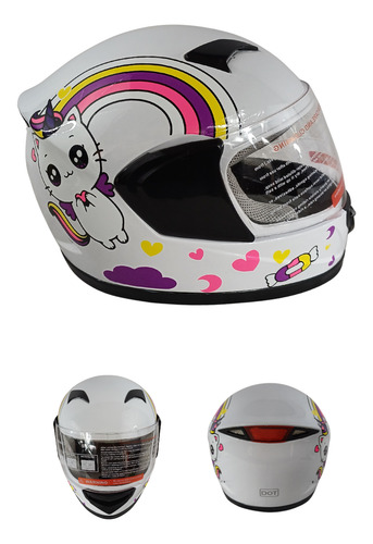 [ENCAS-7101-1327UNI] CASCO CERRADO GRAFICO (UNICORNIO) INFANTIL BLANCO
