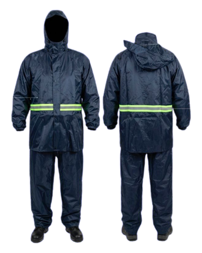 [LM253A] IMPERMEABLE AZUL CON REFLEJANTE BRONX 2 PIEZAS TALLA XL