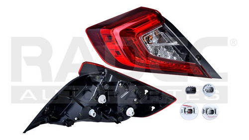 [017-1302-97] CALAVERA EXTERIOR HD CIVIC 16-20 4 PUERTAS C/LEDS DEPO IZQ
