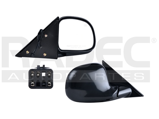 [018-0635-36] ESPEJO CV S-10 95-97 ELECTRICO C/DESEMPANANTE NEGRO 5 PINES EXTREME/ZR5/ZR2/SS/BASE/LS DER