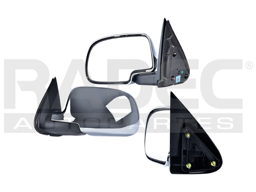 [018-0639-23] ESPEJO CV SILVERADO 99-06 MANUAL CROMADO /1500/2500/3500/V/HT/WT/LS/LT V8 8CILINDROS 4.8/5.3/6.0L 2/4 PUERTAS IZQ