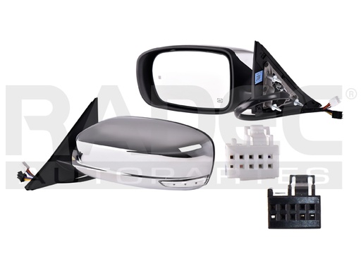 [018-0720-11] ESPEJO CR 300 11-18 ELECTRICO C/DESEMPANANTE C/DIRECCIONAL C/MEMORIA CROMADO TOURING/SRT8/LX/SE/S/C V6/V8 6/8CILINDROS 3.6/5.7L 4 PUERTAS IZQ