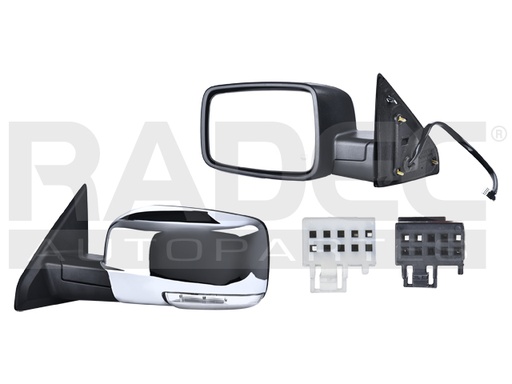 [018-0916-17] ESPEJO DG RAM 09-13 ELECTRICO C/DESENPANANTE C/DIRECCIONAL C/MEMORIA C/LUZ CROMADO SPORT/LONE STAR/BIG HORN/LARAMIE/SLT/ST/SXT/EXPRESS/RT/SE V6/V8 3.7/5.7L 2/4 PUERTAS IZQ
