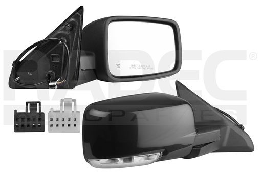 [018-0916-76] ESPEJO DG RAM 09-13 ELECTRICO C/DESENPANANTE C/DIRECCIONAL C/LUZ INFERIOR P/PINTAR (2 CONECTORES 2 PINES/7 PINES) 1500/2500/RT/ST/SLT SPORT V8 8 CILINDROS 5.7L 2/4 PUERTAS DER