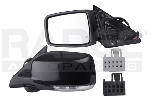 [018-0916-77] ESPEJO DG RAM 09-13 ELECTRICO C/DESENPANANTE C/DIRECCIONAL C/LUZ INFERIOR P/PINTAR (2 CONECTORES 2 PINES/7 PINES) 1500/2500/RT/ST/SLT SPORT V8 8 CILINDROS 5.7L 2/4 PUERTAS IZQ