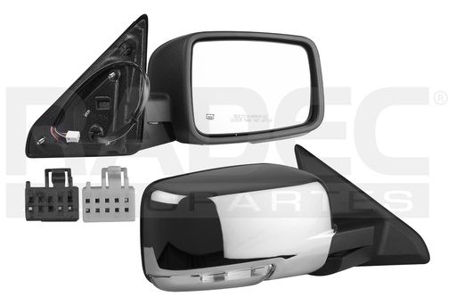 [018-0916-78] ESPEJO DG RAM 09-13 ELECTRICO C/DESENPANANTE C/DIRECCIONAL C/MEMORIA C/LUZ INFERIOR CROMADO CREW CAB LIMITED/CREW CAB LARAMIE V8 8 CILINDROS 5.7L 4 PUERTAS DER