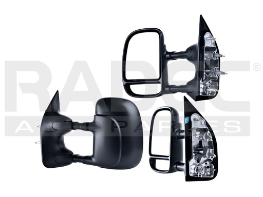[018-1207-03] ESPEJO FD ECONOLINE 03-08 MANUAL DOBLE LUNA NEGRO BASE/XL/XLT V8 8CILINDROS 4.6/5.4L 2/3 PUERTAS IZQ