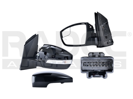[018-1209-27] ESPEJO FD ESCAPE 13-16 ELECTRICO C/DESEMPANANTE C/DIRECCIONAL C/MEMORIA C/PUNTO CIEGO P/PINTAR TITANIUM/SEL/SE/S L4 4CILINDROS 1.6/2.0/2.5L 5 PUERTAS IZQ