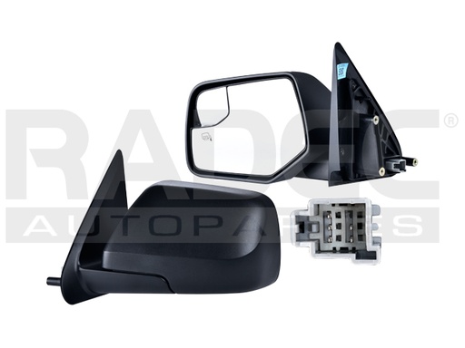 [018-1209-31] ESPEJO FD ESCAPE 08-12 ELECTRICO C/DESENPANANTE C/PUNTO CIEGO CORRUGADO BASESPORT/LIMITEDPLUS/V/LIMITEDSPORT/XLS/XLT L4/V6 4/6CILINDROS 2.5/3.0L 4 PUERTAS IZQ