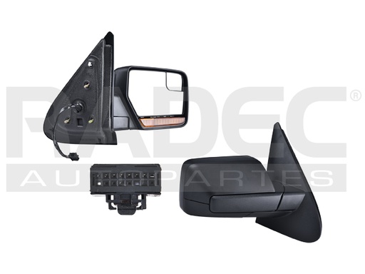 [018-1213-16] ESPEJO FD EXPEDITION 07-17 ELECTRICO C/DESENPANANTE C/DIRECCIONAL C/MEMORIA C/LUZ C/PUNTO CIEGO CORRUGADO KING RANCH/LIMITED/XL/XLT V8 8CILINDROS 5.4L 4 PUERTAS DER