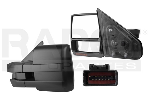 [018-1215-75] ESPEJO FD F-150 11-14 ELECTRICO C/DESENPANANTE C/DIRECCIONAL C/MEMORIA C/LUZ INFERIOR TELESCOPICO CORRUGADO 12 PINES STX V6 6 CILINDROS 3.7L 2/4 PUERTAS IZQ