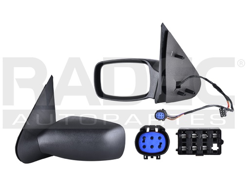 [018-1217-03] ESPEJO FD FIESTA 98-02 ELECTRICO C/DESEMPANANTE CORRUGADO 5 PINES IZQ