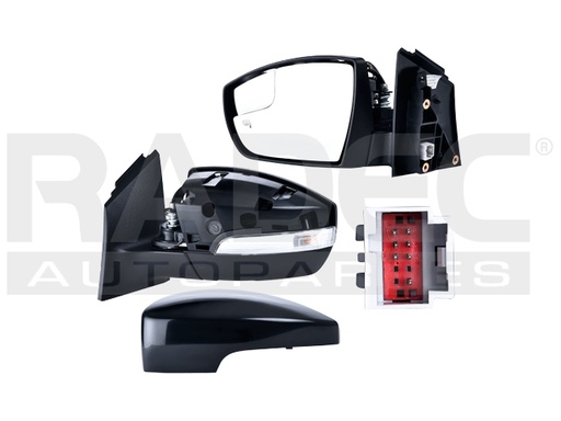 [018-1219-37] ESPEJO FD FOCUS 12-14 ELECTRICO C/DESEMPANANTE C/DIRECCIONAL C/PUNTO CIEGO C/LUZ INFERIOR P/PINTAR ST/TITANIUM/SEL/SE/S L4 4CILINDROS 2.0L 4 PUERTAS IZQ