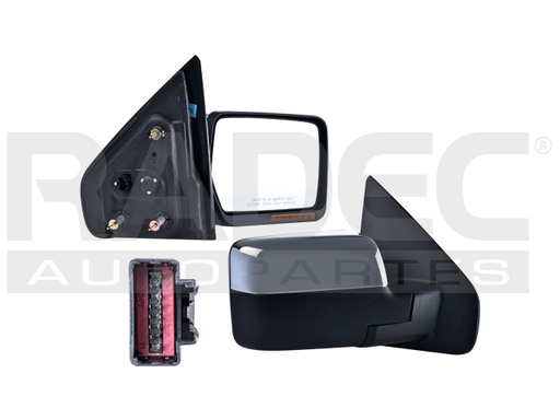 [018-1226-36] ESPEJO FD LOBO 04-08 ELECTRICO C/DESEMPANANTE C/DIRECCIONAL (6 LEDS) CROMADO 7 PINES XTR/LARIAT/HARLEY/FX4/FX2/KING RANCH/LIMITED/XL/XLT/STX DER