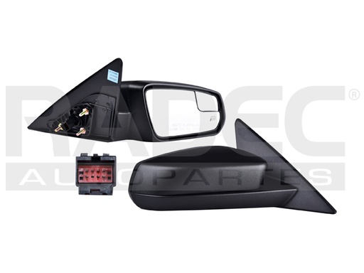 [018-1228-36] ESPEJO FD MUSTANG 13-14 ELECTRICO C/DESENPANANTE C/LUZ C/PUNTO CIEGO CORRUGADO BASE/GT/ST/SHELBY V6/V8 6/8CILINDROS 3.7/5.0/5.7L 2 PUERTAS DER