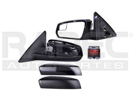 [018-1228-39] ESPEJO FD MUSTANG 13-14 ELECTRICO C/DESENPANANTE C/LUZ C/PUNTO CIEGO P/PINTAR/CORRUGADO BASE/GT/ST/SHELBY V6/V8 6/8CILINDROS 3.7/5.0/5.7L 2 PUERTAS IZQ