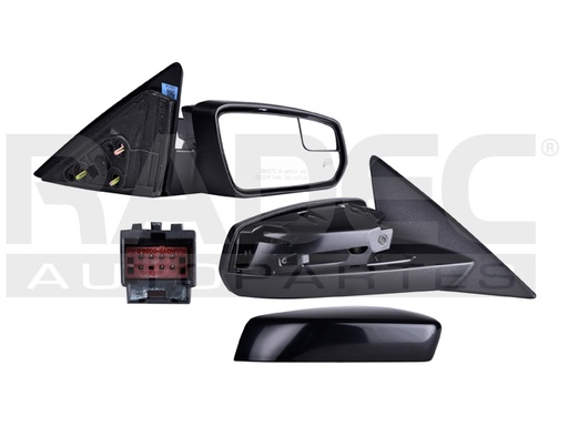 [018-1228-40] ESPEJO FD MUSTANG 13-14 ELECTRICO C/DESENPANANTE C/LUZ C/PUNTO CIEGO P/PINTAR BASE/GT/ST/SHELBY V6/V8 6/8CILINDROS 3.7/5.0/5.7L 2 PUERTAS DER