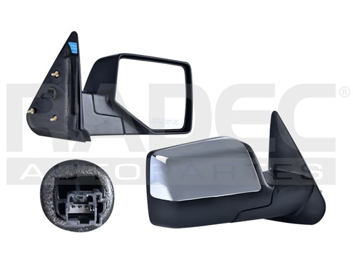 [018-1230-08] ESPEJO FD RANGER 10-12 ELECTRICO CROMADO 3 PINES FX4/LIMITED/BASE/XL/XLT/STX/SPORT L4/V6 4/6 CILINDROS 2.3/4.0L 2/4 PUERTAS DER