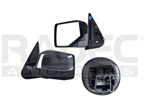 [018-1230-09] ESPEJO FD RANGER 10-12 ELECTRICO CROMADO 3 PINES FX4/LIMITED/BASE/XL/XLT/STX/SPORT L4/V6 4/6 CILINDROS 2.3/4.0L 2/4 PUERTAS IZQ
