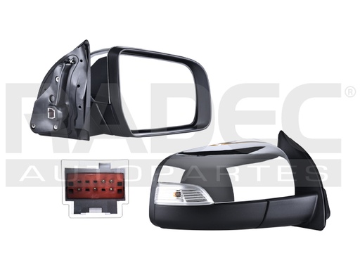 [018-1230-48] ESPEJO FD RANGER 13-20 ELECTRICO C/DIRECCIONAL CROMADO 5 PINES LARIAT/XLT L4 4 CILINDROS 2.3/2.5L 4 PUERTAS DER