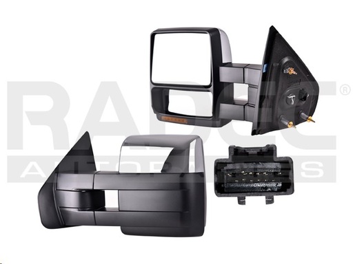 [018-1232-07] ESPEJO FD SUPER DUTY 08-16 ELECTRICO C/DESEMPANANTE C/DIRECCIONAL CROMADO TELESCOPICO 7 PINES IZQ