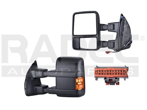 [018-1239-05] ESPEJO FD F-350 08-16 ELECTRICO C/DESENPANANTE C/DIRECCIONAL NEGRO LARIAT/HARLEY/FX4/KING RANCH/BASE/XL/XLT/F-250/F-350/F-450/F-550 V8 8CILINDROS 6.2/6.7L 2/4 PUERTAS IZQ