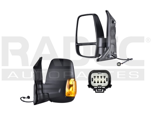 [018-1245-03] ESPEJO FD TRANSIT 15-17 ELECTRICO C/DESEMPANANTE C/DIRECCIONAL AMBAR CORRUGADO 7 PINES VAN/CHASIS/PASAJEROS L4/V6 4/6 CILINDROS 2.2/3.5L 2/5 PUERTAS IZQ