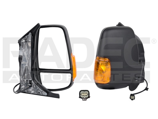 [018-1245-04] ESPEJO FD TRANSIT 15-17 MANUAL C/DIRECCIONAL AMBAR CORRUGADO 3 PINES VAN/CHASIS/PASAJEROS L4/V6 4/6 CILINDROS 2.2/3.5L 2/5 PUERTAS DER