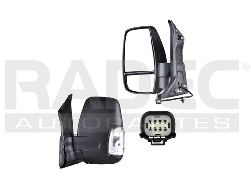 [018-1245-09] ESPEJO FD TRANSIT 15-17 MANUAL C/DIRECCIONAL BCO CORRUGADO 2 PINES VAN/CHASIS/PASAJEROS L4/V6 4/6 CILINDROS 2.2/3.5L 2/5 PTAS IZQ