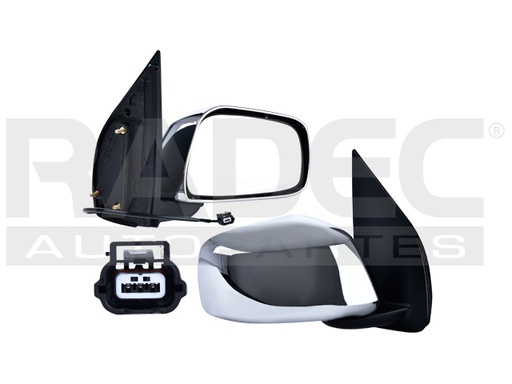 [018-2307-16] ESPEJO NS FRONTIER 05-19 ELECTRICO CROMADO 3 PINES PREMIUM/LUXURY/NISMO OFF-ROAD/PRO-4X/DESERT RUNNER L4/V6 4/6 CILINDROS 2.4/2.5/4.0L 2/4 PUERTAS DER