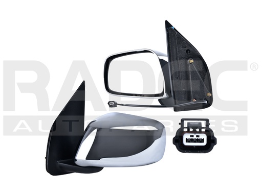 [018-2307-17] ESPEJO NS FRONTIER 05-19 ELECTRICO CROMADO 3 PINES PREMIUM/LUXURY/NISMO OFF-ROAD/PRO-4X/DESERT RUNNER L4/V6 4/6 CILINDROS 2.4/2.5/4.0L 2/4 PUERTAS IZQ