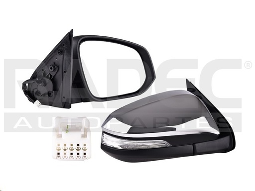 [018-3007-29] ESPEJO TY HILUX 16-23 LINEA ANTERIO Y LINEA NUEVA ELECTRICO C/DIRECCIONAL CROMADO (5 PINES) 4X2/4X4/SR/BASE L4 4 CILINDROS 2.7/2.8L 2/4 PUERTAS IZQ