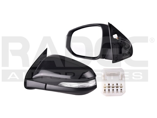 [018-3007-33] ESPEJO TY HILUX 16-23 LINEA ANTERIO Y LINEA NUEVA ELECTRICO C/DESENPANANTE C/DIRECCIONAL P/PINTAR 7 PINES 4X2/4X4/SR/BASE L4 4 CILINDROS 2.7/2.8L 2/4 PUERTAS IZQ