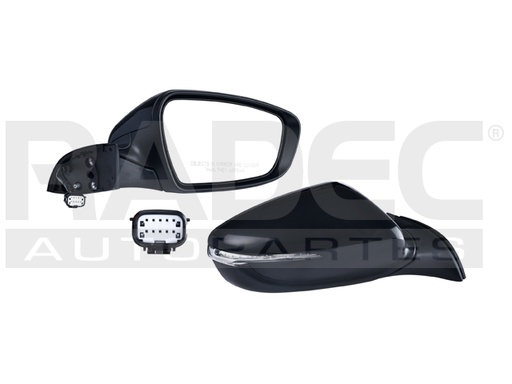 [018-3507-04] ESPEJO KI FORTE 16 ELECTRICO C/DESEMPANANTE C/DIRECCIONAL C/LUZ INFERIOR E/ABATIBLE P/PINTAR EX/LX/SX L4 4 CILINDROS 2.0L 4 PUERTAS DER
