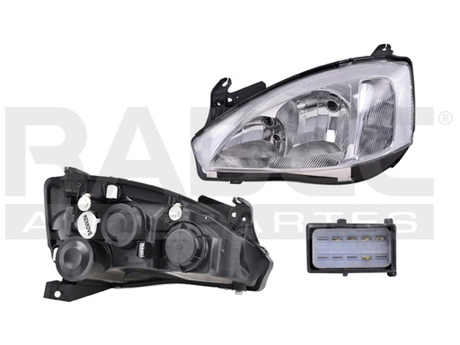 [019-0617-21] FARO CV CORSA 03-07 4 Y 5 PUERTAS FONDO CROMADO 5 PINES CUARTO RAYADO P/FOCO H1 Y H7 S/FOCO DEPO IZQ
