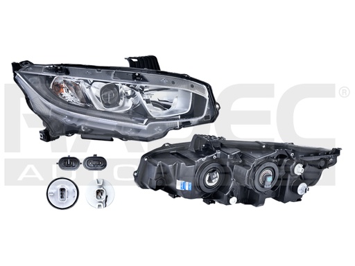 [019-1302-64] FARO HD CIVIC 16-18 2 Y 4 PUERTAS C/FOCO HALOGENO DEPO DER