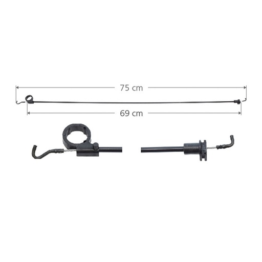 [0502-0902-02] CHICOTE CERRADURA VW POINTER/POINTER PU 97-05  2 PUERTAS 75CM HUSHAN Derecho Delantera  
