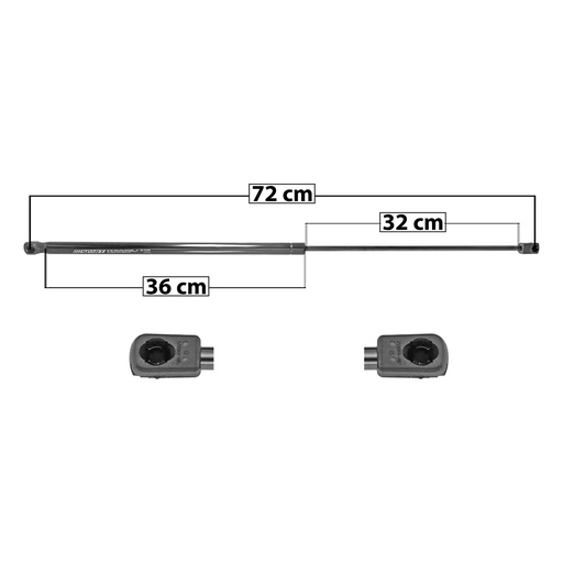 [004-0203-00] AMORTIGUADOR COFRE AD A6 99-01  VW PASSAT 96-05  72 36 32 ENTRADA TIPO 9 ENTRADA 2 TIPO 9 330 74.19 33.65 270 60.7 27.53 SPART 5295 Derecho/Izquierdo   