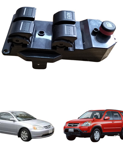 [184-70610] CONTROL ELECTRICO HD CIVIC 01-05/CR-V 02-06  DE ELEVADOR 20 PINS 5 TECLAS NEGRO 12VCC MANIJAUTO    