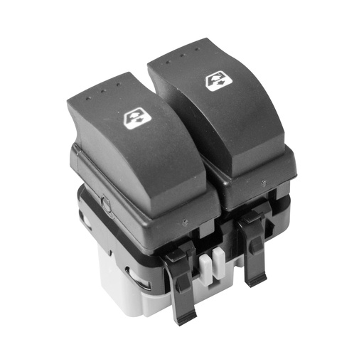 [184-70691] CONTROL ELECTRICO RN CLIO EURO 07-12/DUSTER 11-16/KOLEOS 08-16/LAGUNA 03-07/MEGANE 04-10/SANDERO 07-15/SCENIC 05-08  DE ELEVADOR 10 PINS 2 TECLAS NEGRO BASE GRIS DOBLE CLICK 12VCC MANIJAUTO Izquierdo Delantera  
