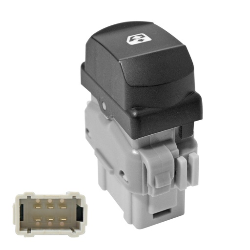 [184-70995] CONTROL ELECTRICO RN MEGANE II 04-10/LAGUNA 03-07  DE ELEVADOR 6 PINS 1 TECLA NEGRO 12VCC MANIJAUTO Derecho Delantera  