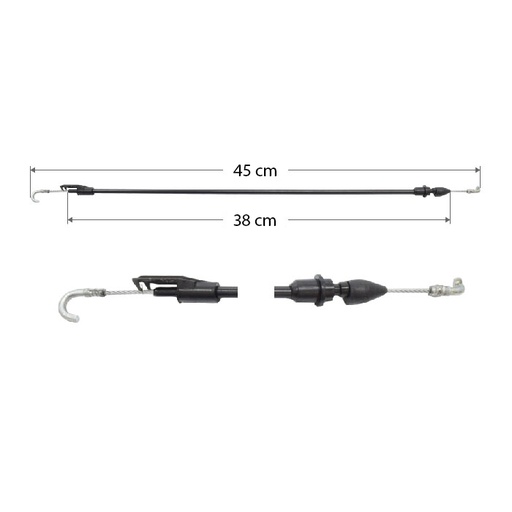 [184-96525] CHICOTE CERRADURA ST LEON 99-05  2 PUERTAS 45 CM HUSHAN Derecho/Izquierdo Delantera  