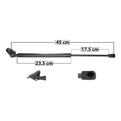 [004-0901-01] AMORTIGUADOR 5TA PUERTA DG ATOS 05-08  45 23.5 17.5 ENTRADA TIPO 6 ENTRADA 2 TIPO 9 370 83.18 37.73 430 96.67 43.85 SPART 8119 Derecho   