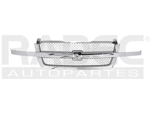 [204-0639-01] PARRILLA CV SILVERADO 03-07 LINEA ANTERIOR CROMADA COMPLETA 1500/2500/Z71 V8 8 CILINDROS 4.8/5.3/5.7L 2/4 PUERTAS