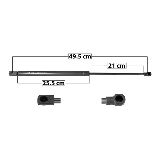 [004-3116-01] AMORTIGUADOR COFRE VW POLO 03-07  49.5 25.5 21 ENTRADA TIPO 9 ENTRADA 2 TIPO 1 340 73.44 33.31 280 62.95 28.55 SPART 7494    