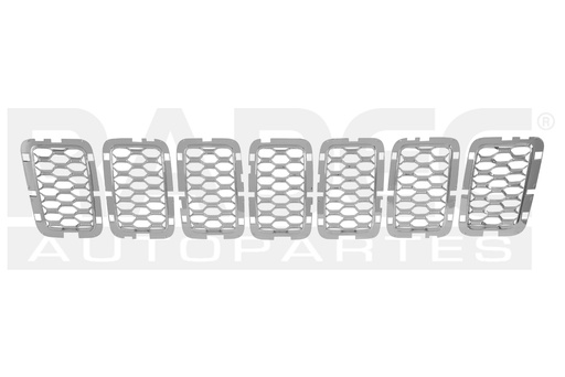 [204-1605-19] PARRILLA JP GRAND CHEROKEE 17-22 (INSERTO) 7 PIEZAS CROMADO LIMITED/OVERLAND/SUMMIT/TRAILHAWK/LAREDO/4X2/4X4 V6/V8 6/8 CILINDROS 3.0/3.6/5.7L 5 PUERTAS