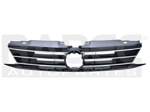 [204-3112-16] PARRILLA VW JETTA BICENTENARIO 15-18 NEGRA BRILLANTE C/MOLDURAS CROMADAS TDI/LIVE/FEST/COMFORTLINE/HIGHLINE/TRENDLINE/SPORTLINE L4/L5 4/5 CILINDROS 2.0/2.5L 4 PUERTAS