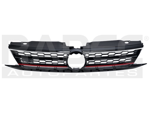 [204-3112-18] PARRILLA VW JETTA GLI 15-18 NEGRA BRILLANTE F/CROMADO F/ROJO L4 4 CILINDROS 2.0L 4 PUERTAS