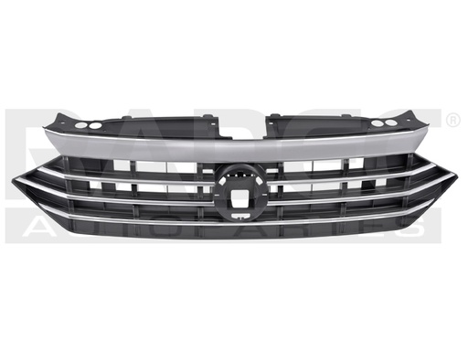 [204-3112-19] PARRILLA VW JETTA 19-21 C/MOLDURA CROMADA C/FILOS CROMADOS COMFORTLINE/HIGHLINE/TRENDLINE/WOLFSBURG EDITION L4 4 CILINDROS 1.4L 4 PUERTAS
